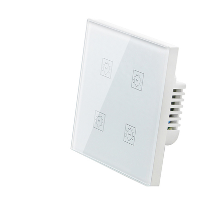 Glomarket 4 Gang Wireless Tuya Smart Home Zigbee No Neutral  Glass Touch Panel Light Wall Smart Dimmer Switch