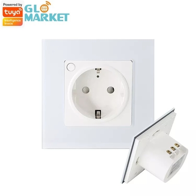 Glomarket Tuya Smart EU Standard Socket 16A WiFi Smart Home Glass Panel Wall Power Socket Work Alexa Google Home Compati