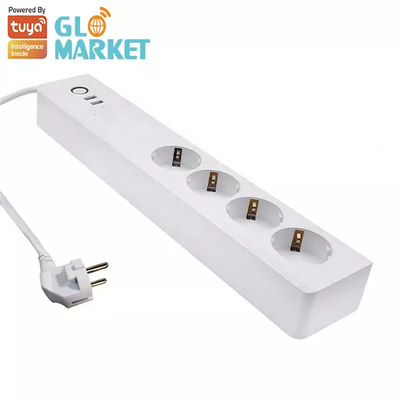 Glomarket Tuya Smartlife App Controlled 16A Protector Eu Standard Power Strip With Power Consumption