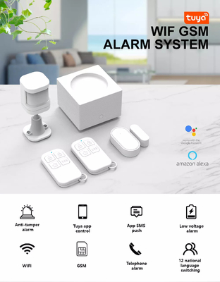 Glomarket Smart Tuya WIFI+GSM Home Security Alarm System Smart Home Burglar Alarm Security Fire Smoke Detect System