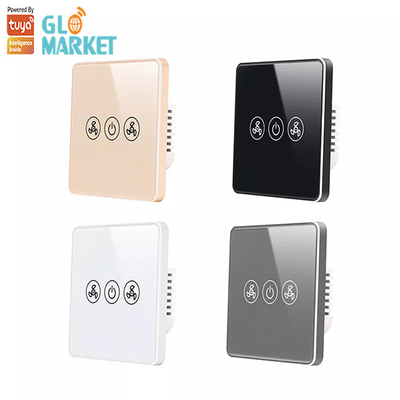 Glomarket Tuya Smart Wifi Fan Switch EU Standard Glass Touch Wall Wireless Remote Control