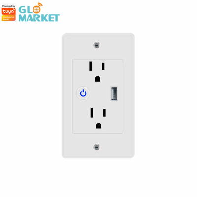 Tuya 2.4GHz Wifi Wall Outlet Electrical Smart Plug Socket With 1 USB Port