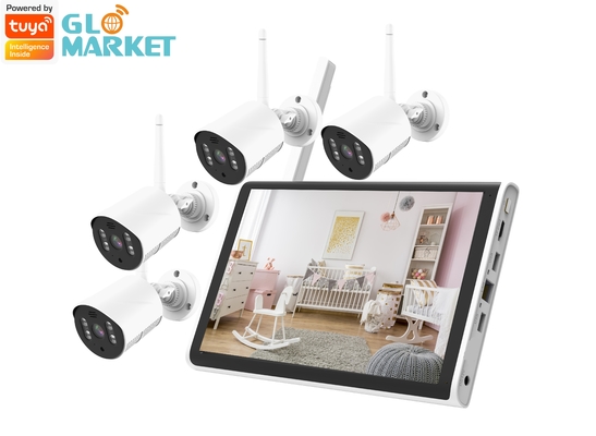 Glomarket Smart Tuya Wifi NVR Kit 4CH Camera 1080P 10.1 Inch LCD NVR Kit