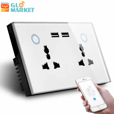 Tuya Smart Home WiFi Switch Wall Double Socket Current Monitoring USB Charger Socket