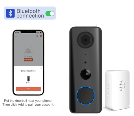 Tuay Smart Audio Doorbell Wifi HD 1080p IP65 Waterproof PIR Built-In Battery Two-Way