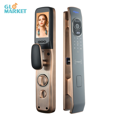 Glomarket Tuya Wifi Door Lock Smart 3D Facial Finger Vein Recognition Built-in Screen with Cat's Eye Rechargeable Batter