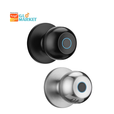 Glomarket Wholesale Intelligent Round Ball Knob Lock Keyless Smart Door Handle Lock Tuya App Control Smart Fingerprint Door Lock