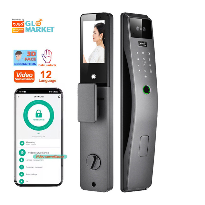 Glomarket 3d Face Recognition Smart Door Lock Tuya Real Time Video ...