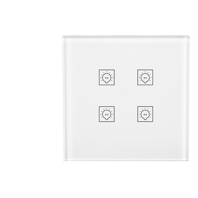 Glomarket 4 Gang Wireless Tuya Smart Home Zigbee No Neutral  Glass Touch Panel Light Wall Smart Dimmer Switch