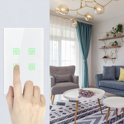 Glomarket 4 Gang Wireless Tuya Smart Home Zigbee No Neutral  Glass Touch Panel Light Wall Smart Dimmer Switch