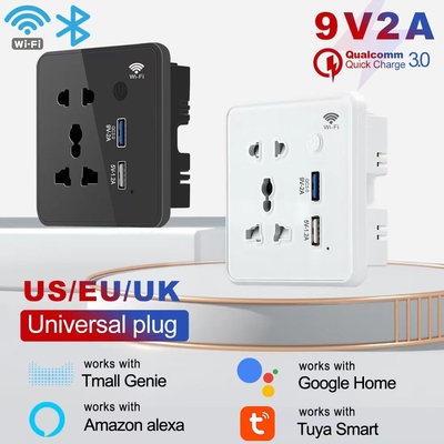 Glomarket Tuya Wifi Smart Sockets Usb Charger Electrical Plug Socket Remote Control With Alexa Google For Smart Home