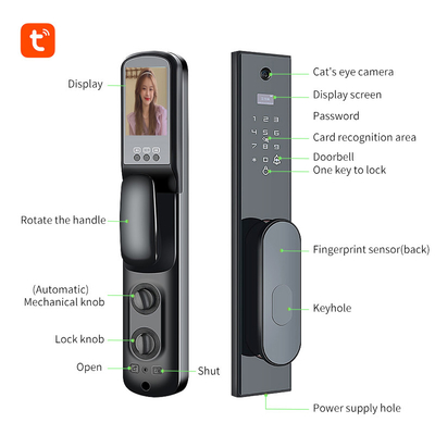 Waterproof Tuya Wifi Smart Door Lock With Camera Electronic Fingerprint Digital Lock