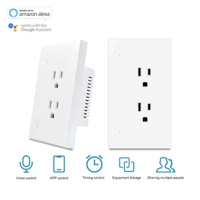 Tuya Wifi Electrical Sockets Voice Control Universal Smart Socket With Alexa / Google