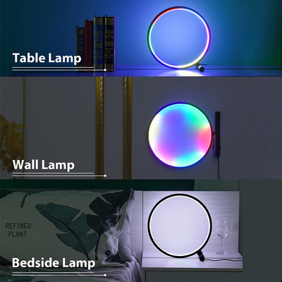 Modern Smart RGB Ring Desk Lamp 3 Color Temperature Remote / Switch Control