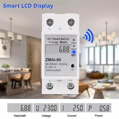 Tuya Monitoring Smart LCD Display Wifi Energy Meter Remote Control