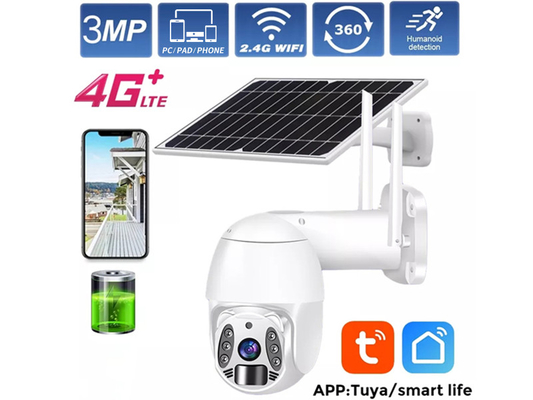 Night Vision Solar Security PTZ Camera Tuya Wifi / 4G Cloud Storage IP Camera