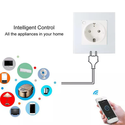 Glomarket Tuya Smart EU Standard Socket 16A WiFi Smart Home Glass Panel Wall Power Socket Work Alexa Google Home Compati