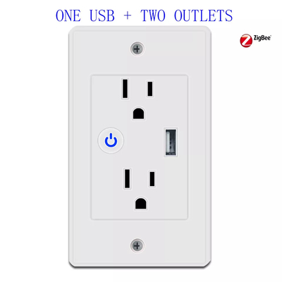 Smart Wifi Tuya US Standard Wall Socket with USB 2 Plug Outlets For Home Use Electrical 10A 120V Socket With Google&amp;Alex