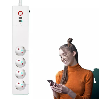 Glomarket Tuya Smartlife App Controlled 16A Protector Eu Standard Power Strip With Power Consumption