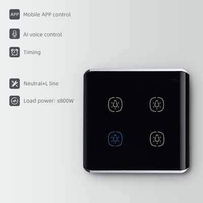 Tuya Wifi Zigbee 4 Gang Smart Switch UK / EU Standard Curved Surface Touch Control