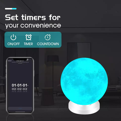 Glomarket Smart WiFi LED Light Desk Tuya 3D Printed Moon Lamp