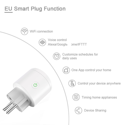 Glomarket Tuya Wifi EU Smart Plug Wireless Voice Control Work With Google Alexa