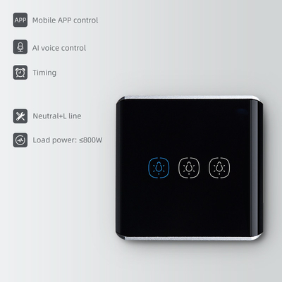 Wifi/Zigbee Tuya Smart Switch UK/EU Standard 3 Gang Curved Surface Touch APP Voice Control