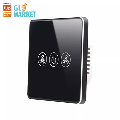 Glomarket Tuya Smart Wifi Fan Switch EU Standard Glass Touch Wall Wireless Remote Control