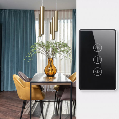 US Standard Tuya Wifi Smart Curtain Switch Touch Button Voice Control Smart Shutter Switch