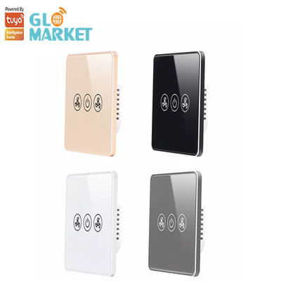 Glomarket Tuya Smart Wifi Fan Switch US Standard Touch Wall Glass Panel