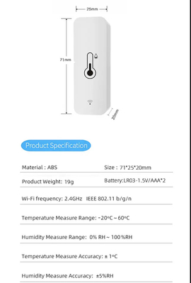 2.4GHz Smart WiFi Digital Thermostat Real Time Temperature Humidity Sensor