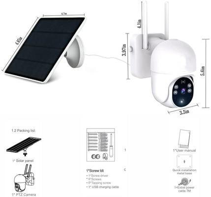 Glomarket Tuya Smart Wifi Solar Camera Waterproof App Control PIR Motion Detection Camera