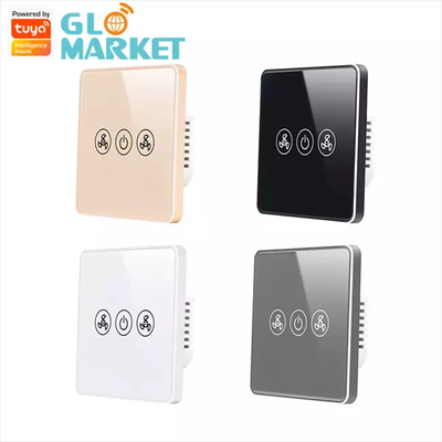 Tuya Smart Wifi Fan Switch EU Standard Glass Touch Wall Wireless Remote Control