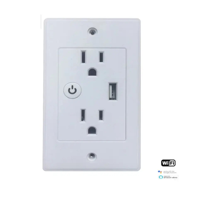 Tuya 2.4GHz Wifi Wall Outlet Electrical Smart Plug Socket With 1 USB Port