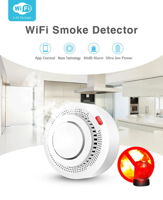 Tuya Smart WiFi Smoke Detector APP Control Remote Alarm SMS Notification 80DB Siren