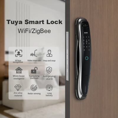 Smart Tuya Wifi Door Lock Zinc Alloy Cat'S Eye Intelligent Door Lock