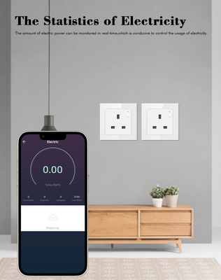 Tuya Wifi Smart 16 Amp Socket UK Remote/Voice Control Glass Panel Smart Electrical Outlet