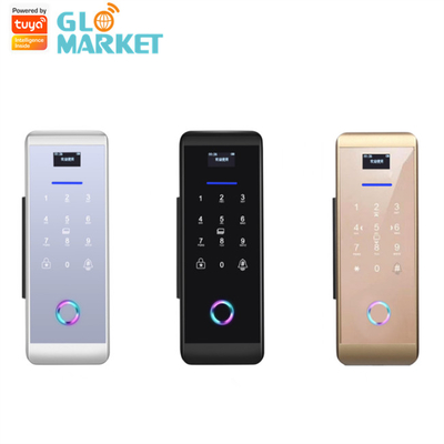 Smart Tuya Wifi Glass Intelligent Door Lock With Fingerprint Digital Keyboard Password