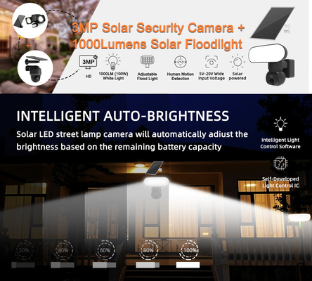 Smart Floodlight Wifi 4G Camera Solar Security 3MP Motion Tracking Two Way Audio Camera