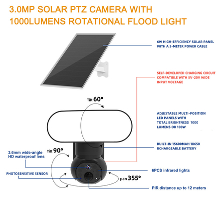 Smart Floodlight Wifi 4G Camera Solar Security 3MP Motion Tracking Two Way Audio Camera