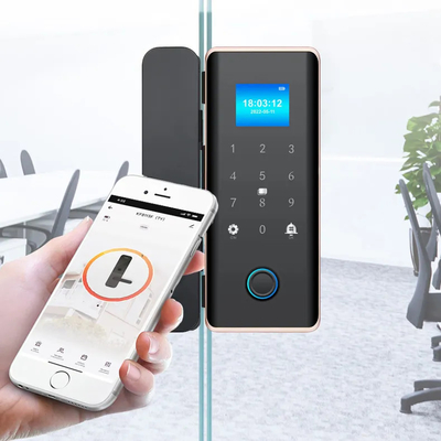 Wifi Tuya Glass Door Lock Smart IC Card Fingerprint Password Unlock With Doorbell