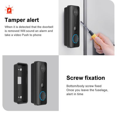 Tuay Smart Audio Doorbell Wifi HD 1080p IP65 Waterproof PIR Built-In Battery Two-Way