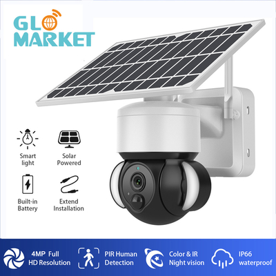 Smart Solar Battery Powered Floodlight PTZ Camera 4G/Wifi Ubox 4MP IR/Color Night Version