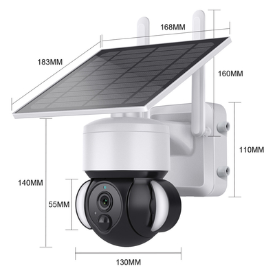 Customized Logo Solar Battery Powered Floodlight PTZ Camera With CMOS Sensor