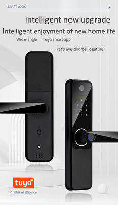 Intelligent Fingerprint Door Lock Wide Angle Tuya Smart App Cat'S Eye Doorbell