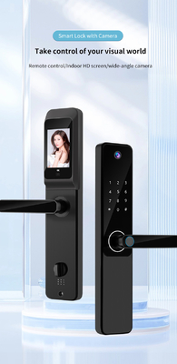 Tuya APP Remote Control Smart Door Lock Indoor HD Screen Wide Angle Camera With Doorbell