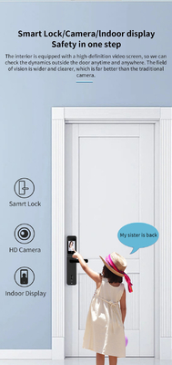 Tuya APP Remote Control Smart Door Lock Indoor HD Screen Wide Angle Camera With Doorbell