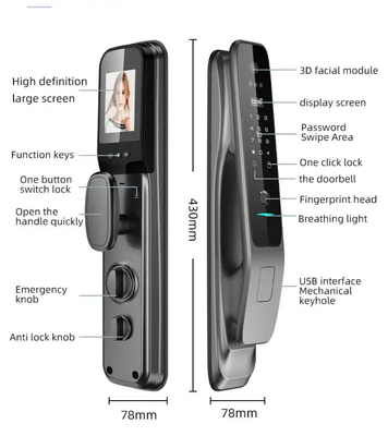 Aviation Aluminum Alloy Face Recognition Smart Door Lock Cloud Data Storage