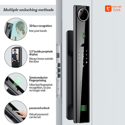 4200mah Large Lithium Battery Intelligent Door Lock With Cat Eye Surveillance Camera