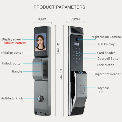Glomarket Tuya Wifi Face Recognition Smart Door Lock With Camera